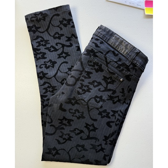 Faith Connexion Paris Black Velvet Flocked Skinny Jeans Women's 28 Portugal - Picture 1 of 8